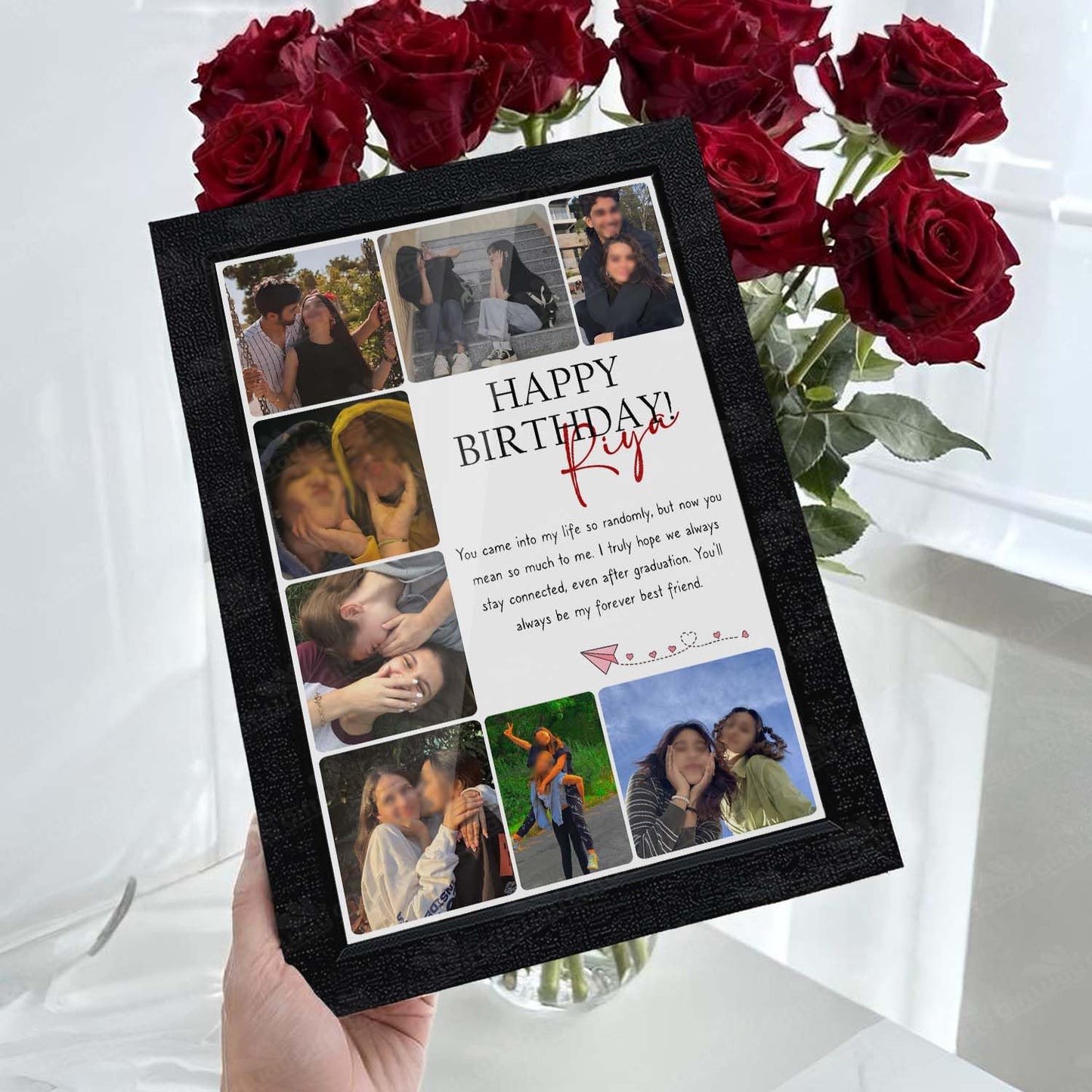 Giftway BFF Birthday Collage with Message | Personalised MDF Photo Frame | Birthday Gift for Husband, Best Friend, Mother, Sister | Unique Gifts for Men, Women - 9.613.1 Inch_Black