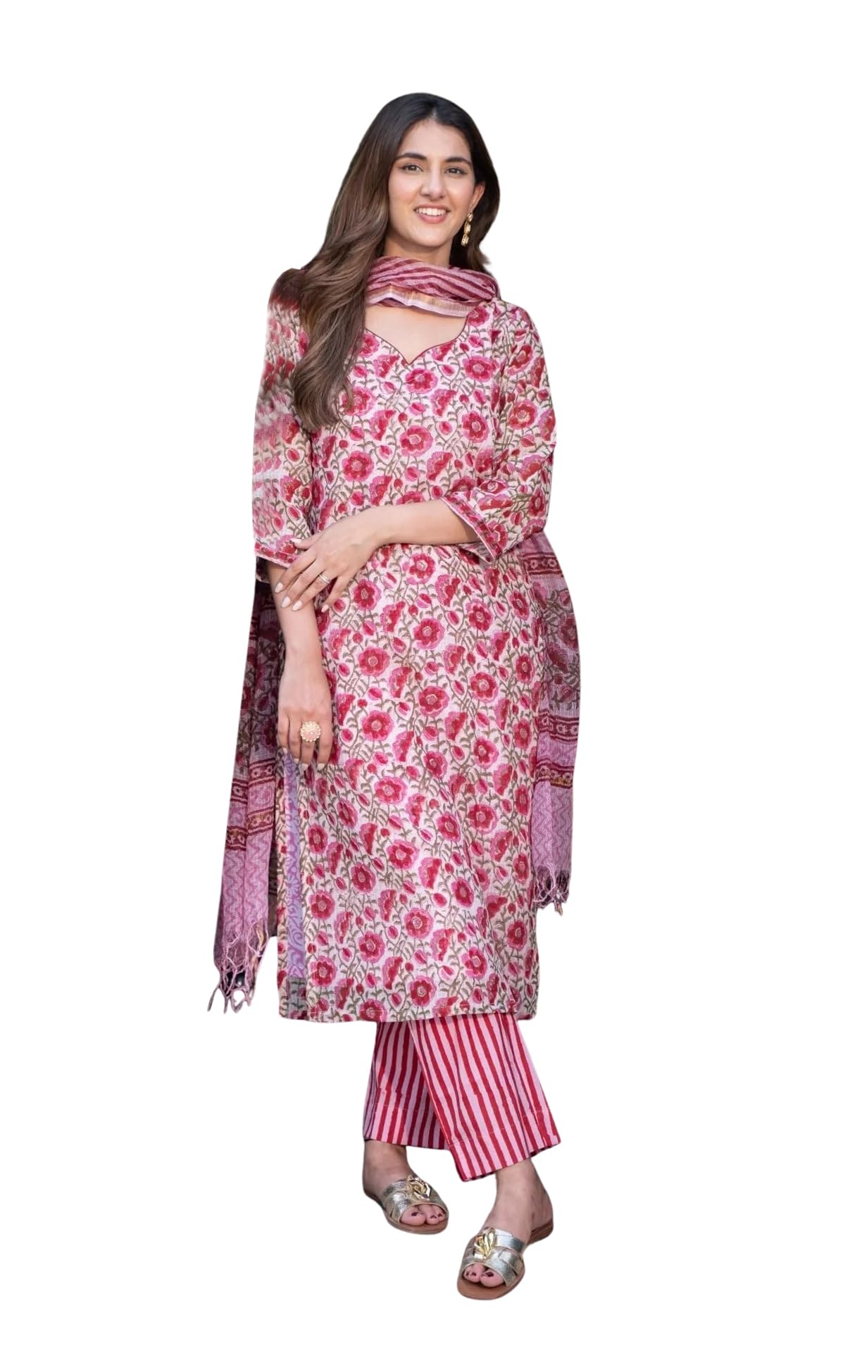 Kalaanj Kurta Set for Women || 3pic Kurta for Women (KALSS24SK-6_SP-85-M) Pink