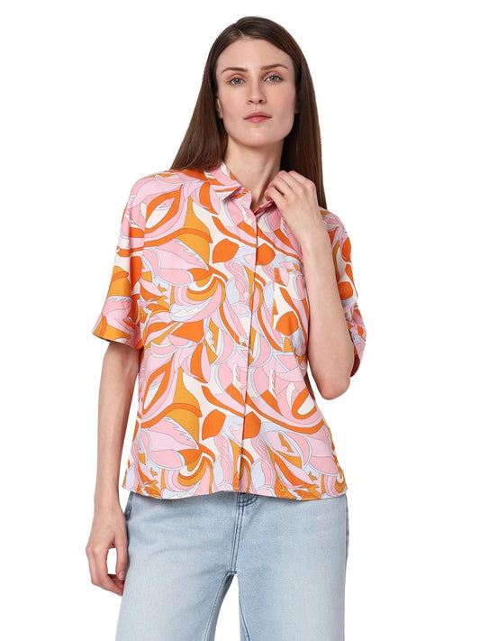 VERO MODA Women Floral Print Viscose Regular Fit Multicolor Shirt