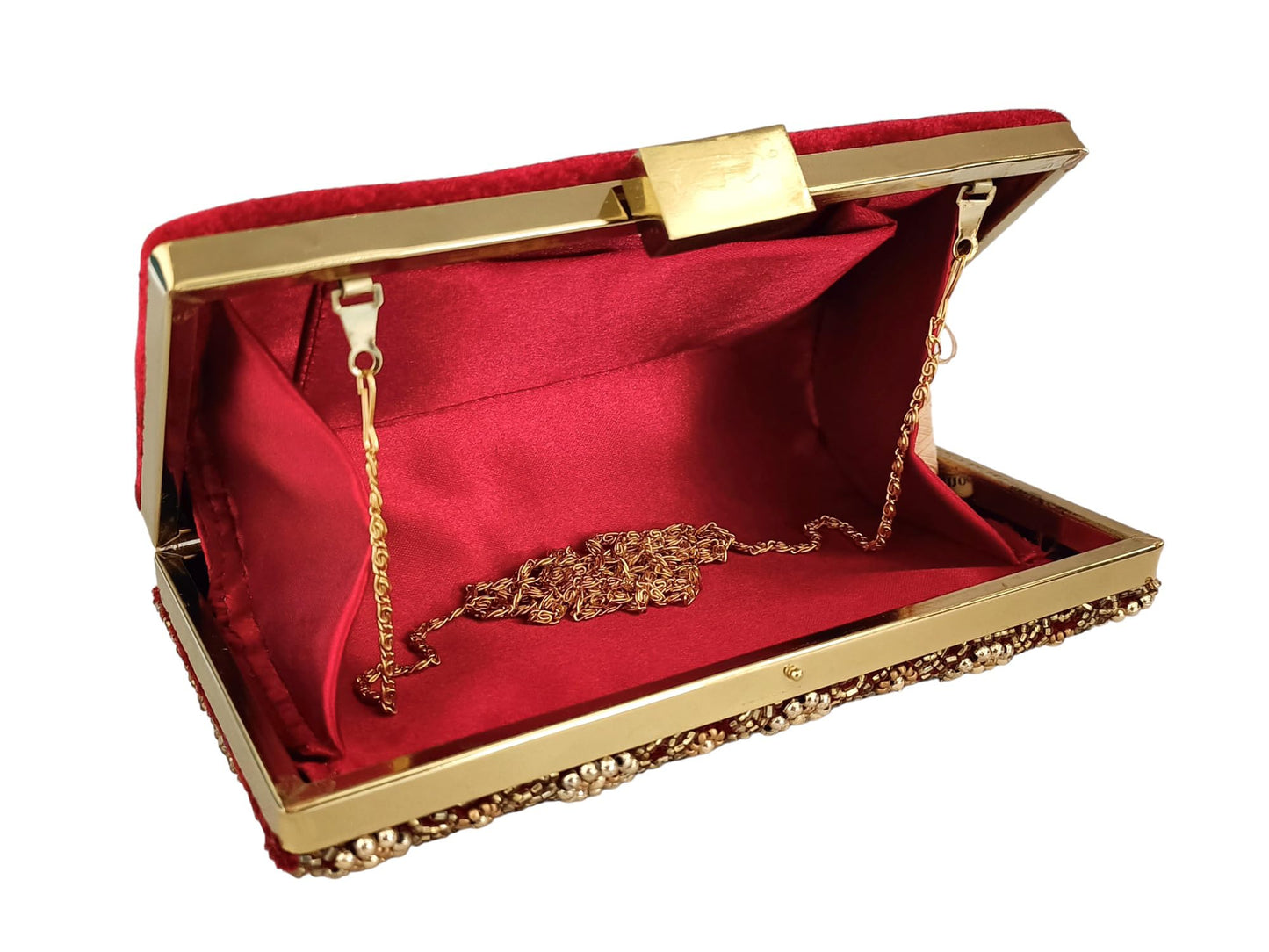 DUCHESS Women's Embroidered Maroon Clutch Purse Bag