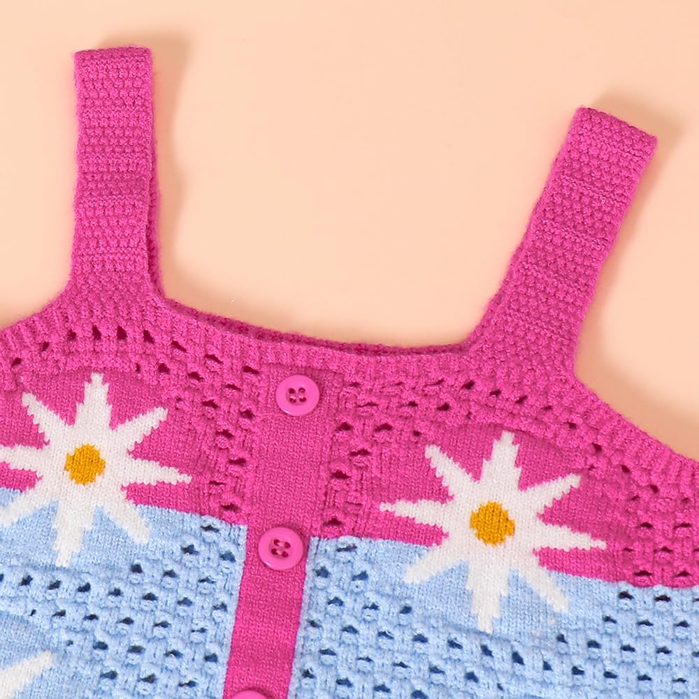 Hoscotch Girls Floral Pink Sleeveless Skirt Set