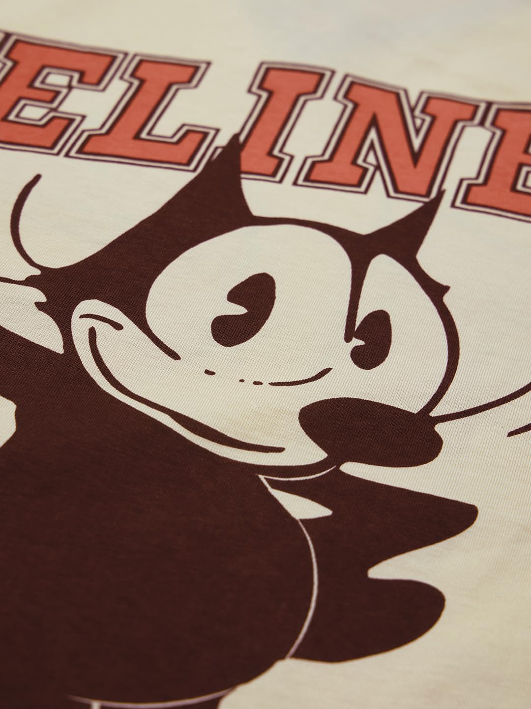 The Souled Store Felix The Cat: Feline Force Women and Girls Short Sleeve Round Cotton Oversized T-Shirts Off White