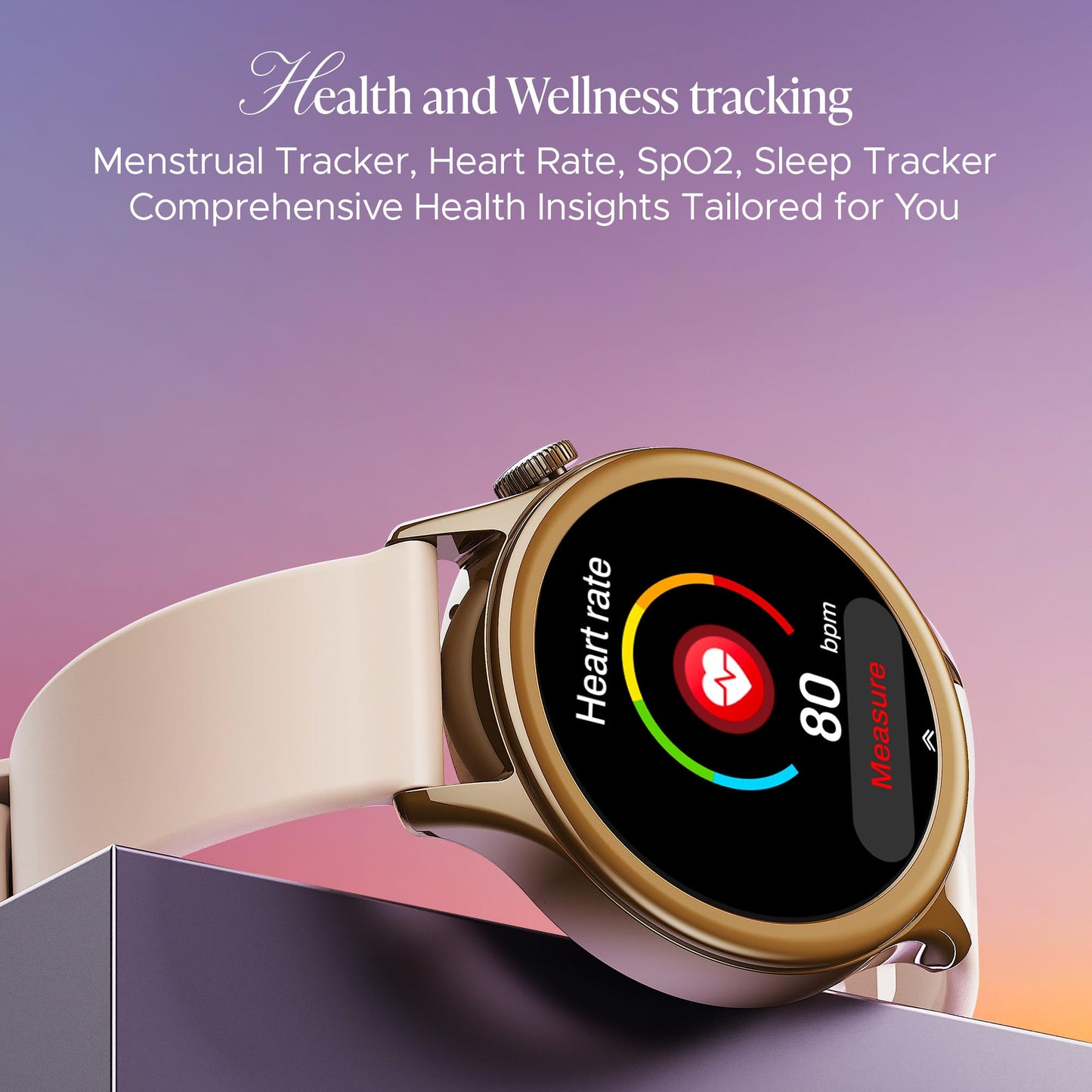 Boat Enigma Daze Women's Luxury Smart Watch w/ 1.3”(3.3cm) AuraVue Display w/ 20% Higher Brightness, Emergency SOS, Female Wellness Tracking, BT Calling, smart Watch for Women Latest (Spring Blossom)