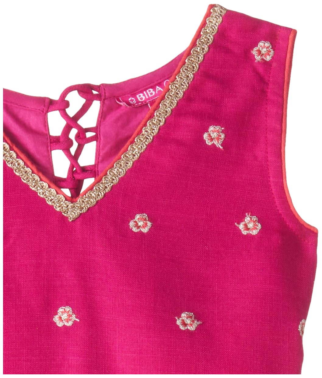 Biba Girl's Polyester Lehenga Set (KWFNFES6388OSS25FUS_Fuchsia_4-5 Year)