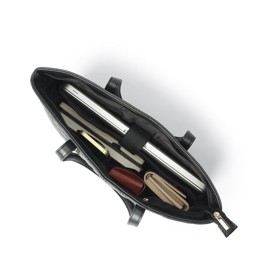 Fastrack Quilttote | Quilted Faux-Leather Laptop Tote For Women | 14-Inch Laptop Compatible Office & Casual Carry