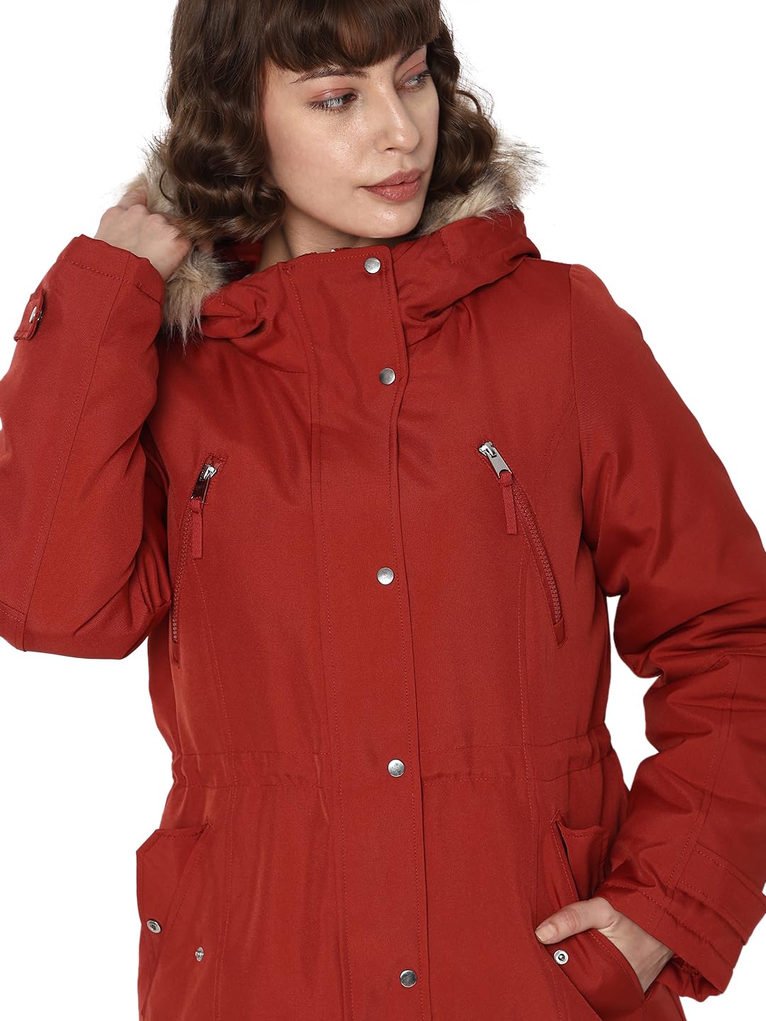 VERO MODA Women's A-Line Coat (10289499-Red Ochre_Red