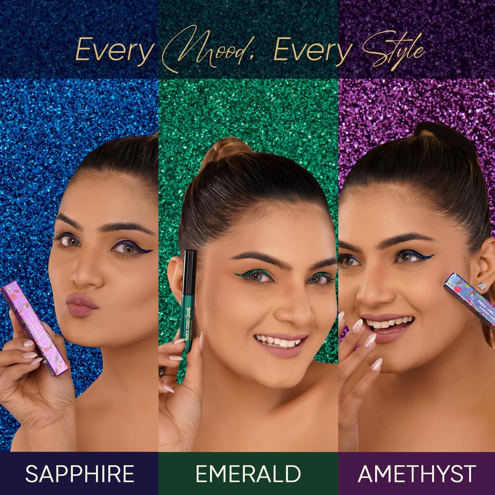 Parul Garg Beauty Hi-Shimmer Liquid Eyeliner – Smudge-Proof, Water-Resistant & Quick-Drying | Long-Wear, Precision Tip & Glitter Finish for Intense Shine | Emerald Green | 5ml