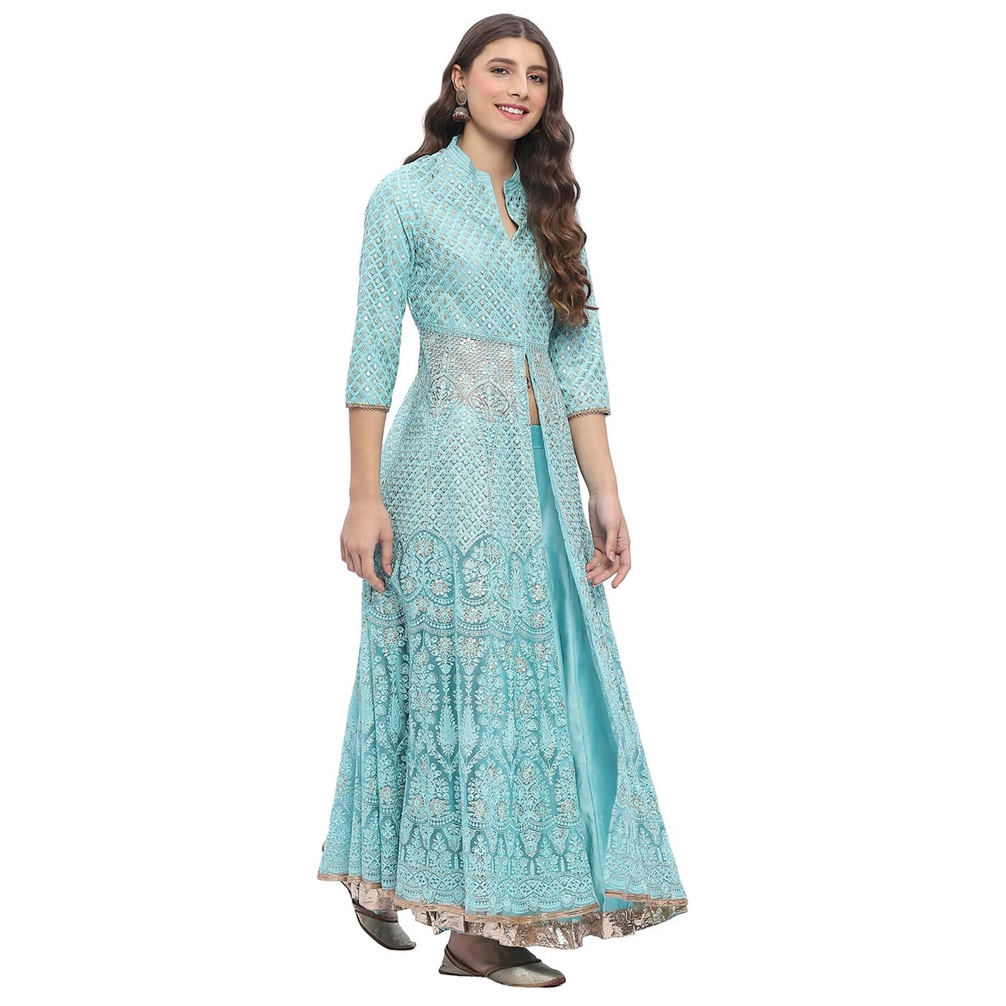 Biba Women's Cotton Kurta Sets (SKD6463AW24BLU_Blue