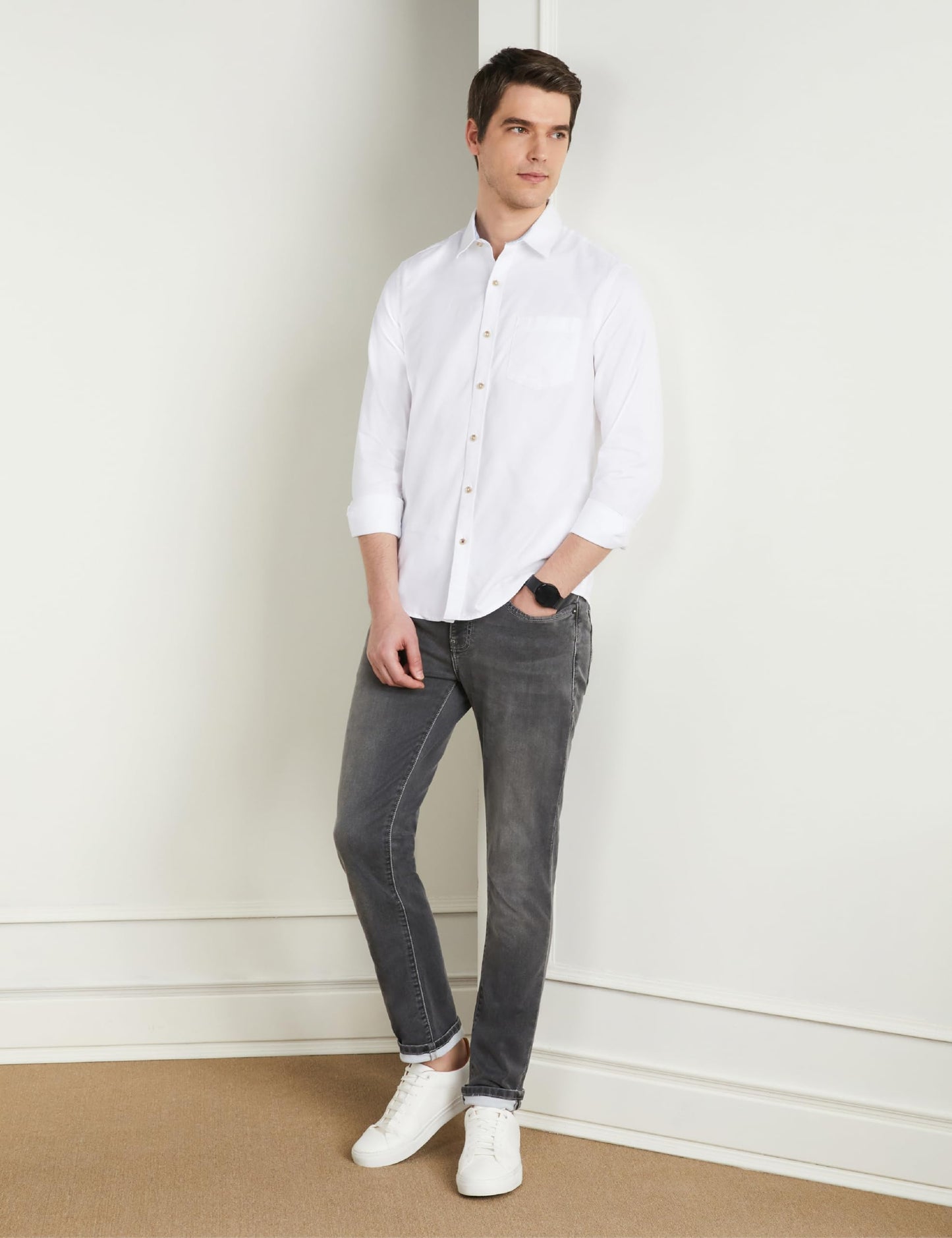 Symbol Premium Men's Slim Fit Stretchable Mid Rise Jeans | Casual Denim | Cotton Stretch | Fashion Shades of Black & Blue (Available in Plus Size) (Mid-Grey_38)