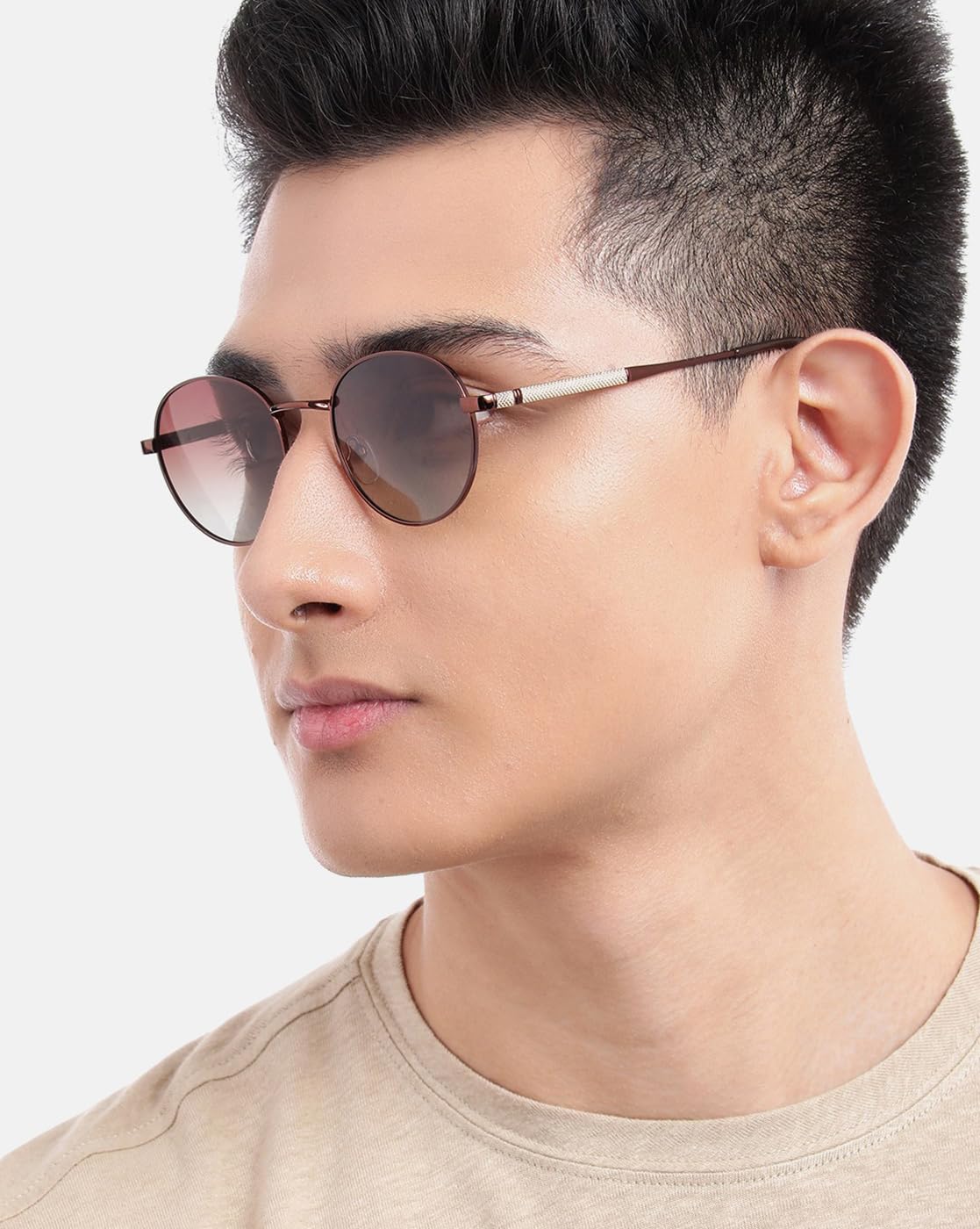 Carlton London Mettalic Brown with Gold Toned Brown Lens Polarised Oval Sunglass for unisex