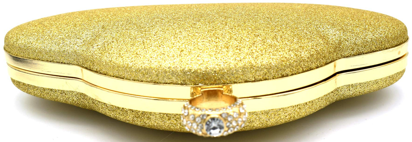 TOOBA Handicraft Beautiful Fancy Box Clutch Bag Purse for Bridal, Casual, Wedding Bag for Women & Girls (Gold)