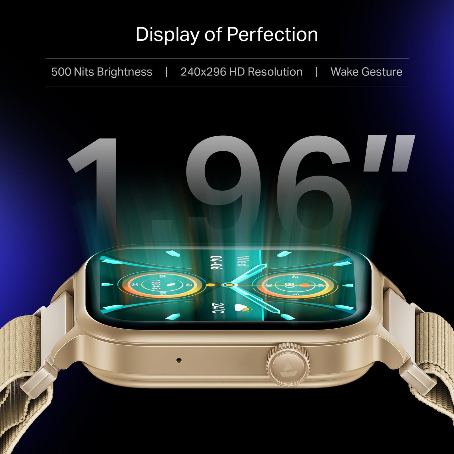 Boat Storm Infinity Plus Smartwatch with 20 Days Battery, ASAP™ Charge, 4.97 cm HD Display, Functional Crown, Multiple Sports Modes, BT Calling, SOS, IP68, Heart Rate & SpO2 Monitor (Sports White)