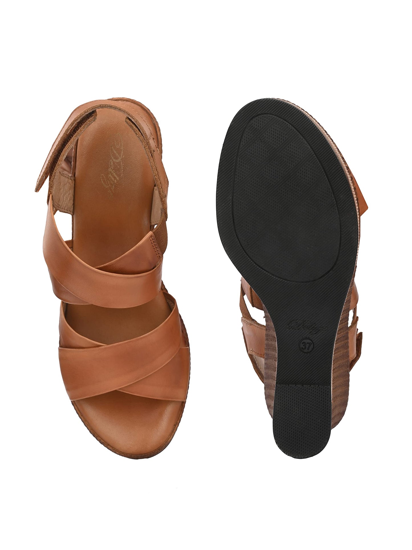 Delize Light Leather - Tan leather and multi coloured jute women cross strap Sandal,64252 41