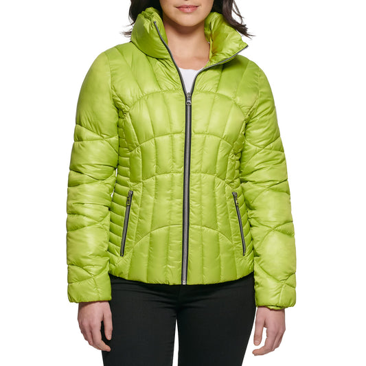 GUESS Women's Quilted Puffer Jacket, Lime, M