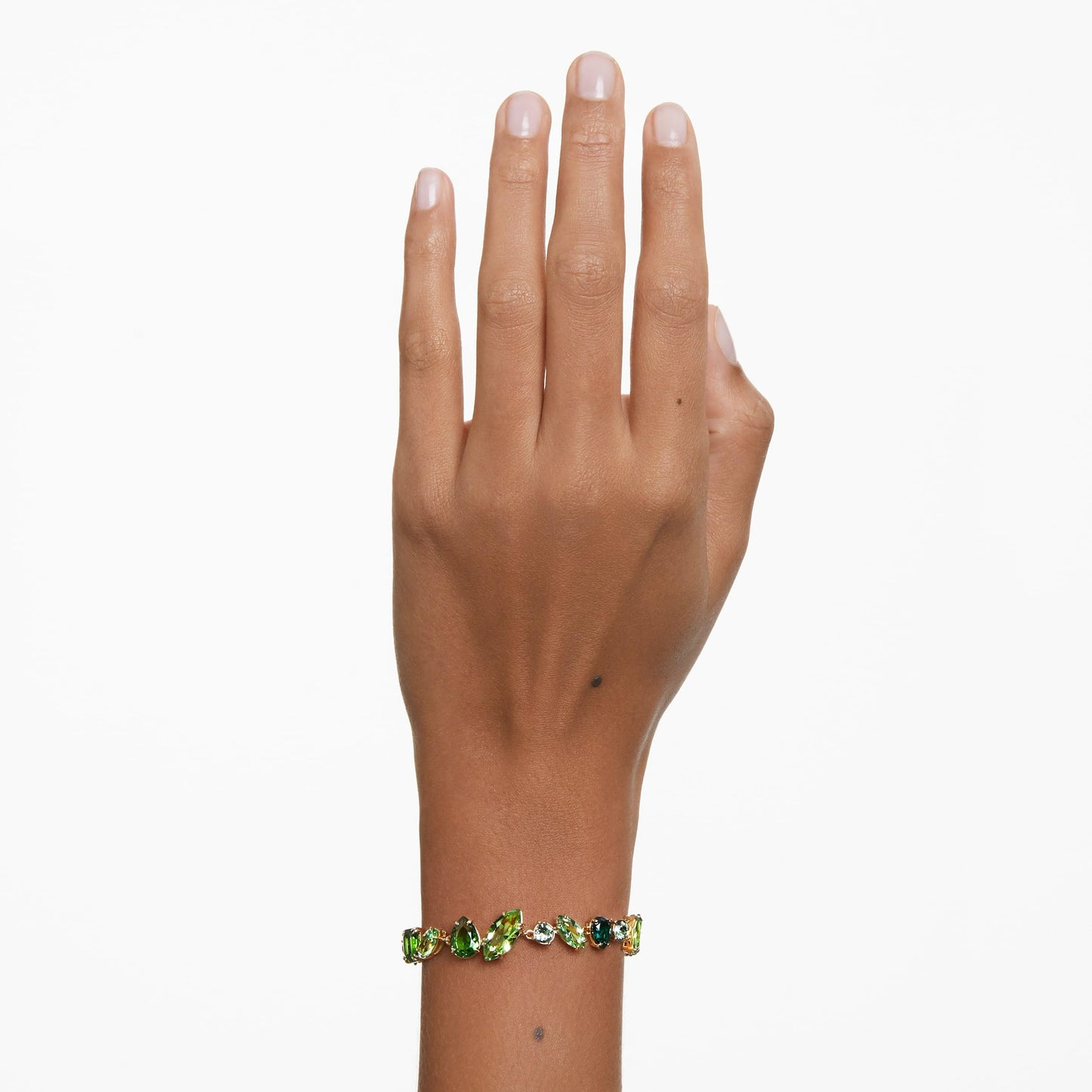 Swarovski Gema bracelet, Mixed cuts, Green, Gold-tone plated