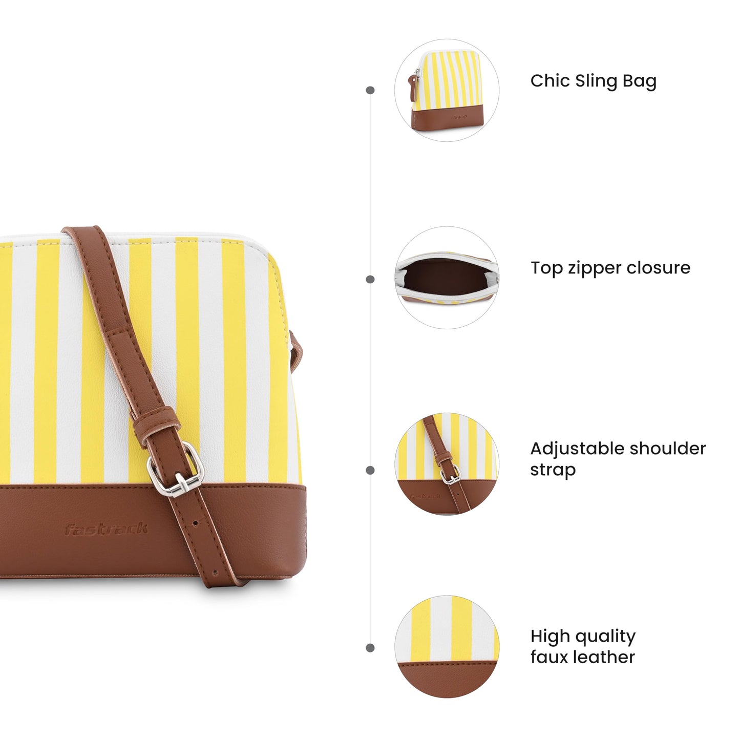 Fastrack Dual Color Striped Sling Bag for Women, Girls and Ladies