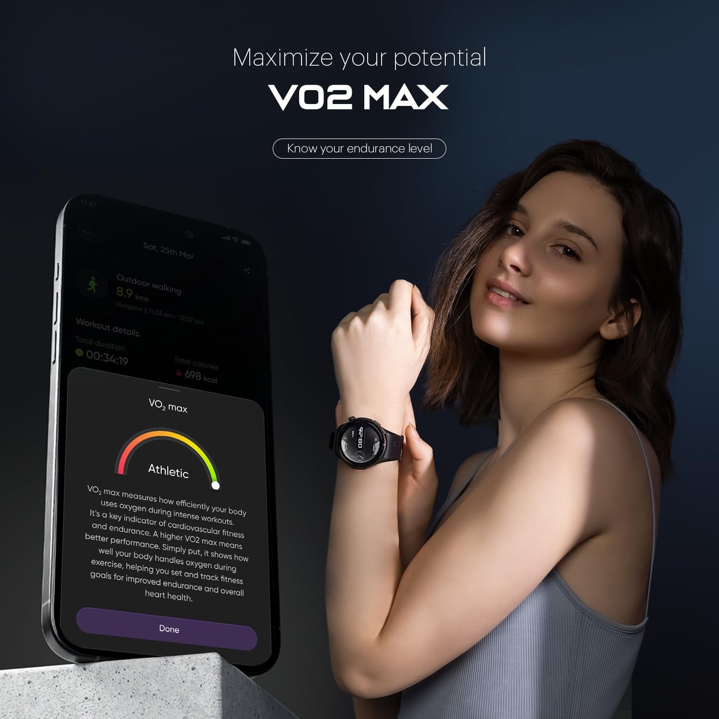 Noise Origin Smart Watch Smoothest UI Experience (New Nebula UI) & EN 1 Processor, 1.46” ApexVision AMOLED Display, Stainless Steel, Contour-Cut Design, Fitness Age, Fast Charging (Midnight Black)