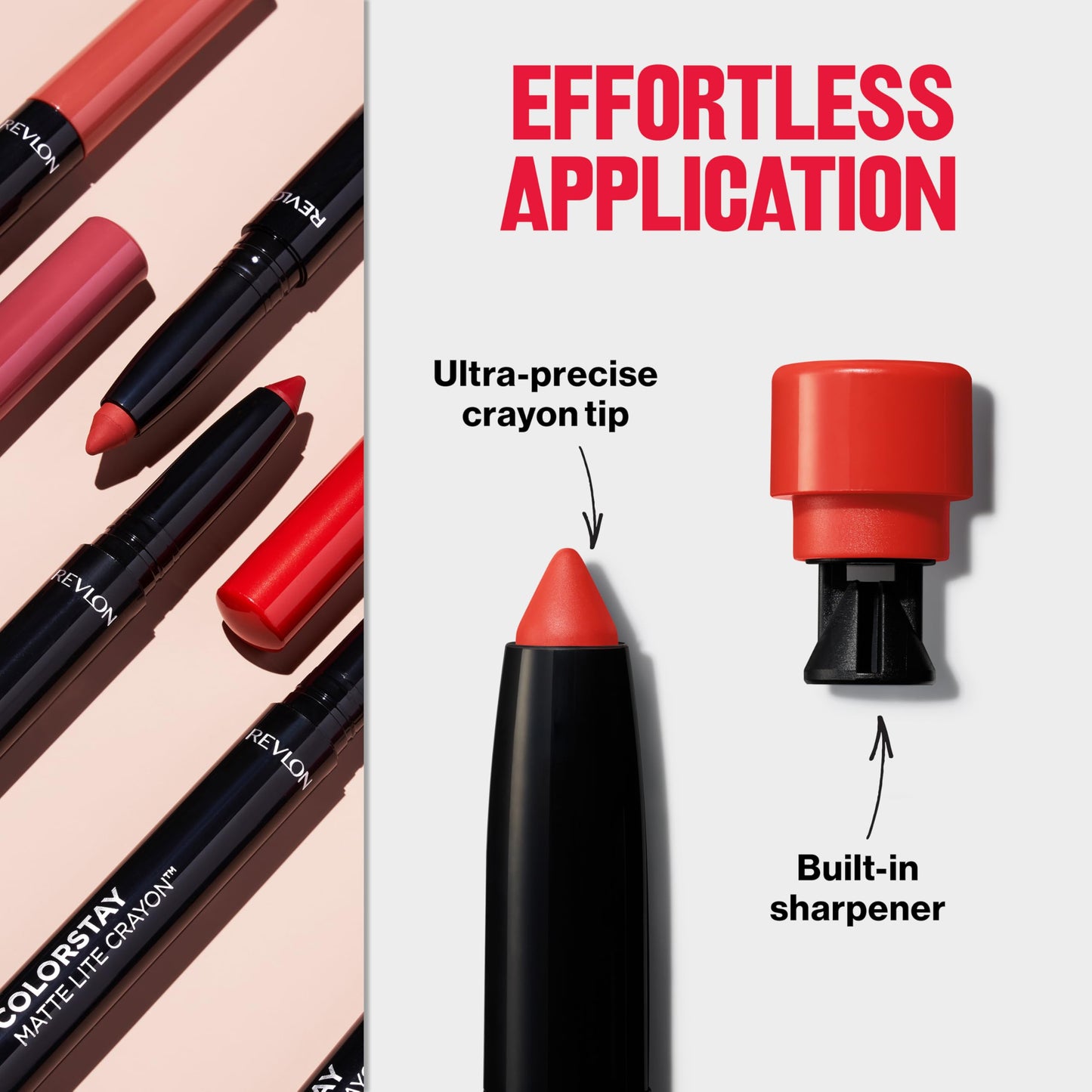 Revlon ColorStay Matte Lite Crayon Lipstick with Built-in Sharpener, Smudgeproof, Water-Resistant Non-Drying Lipcolor