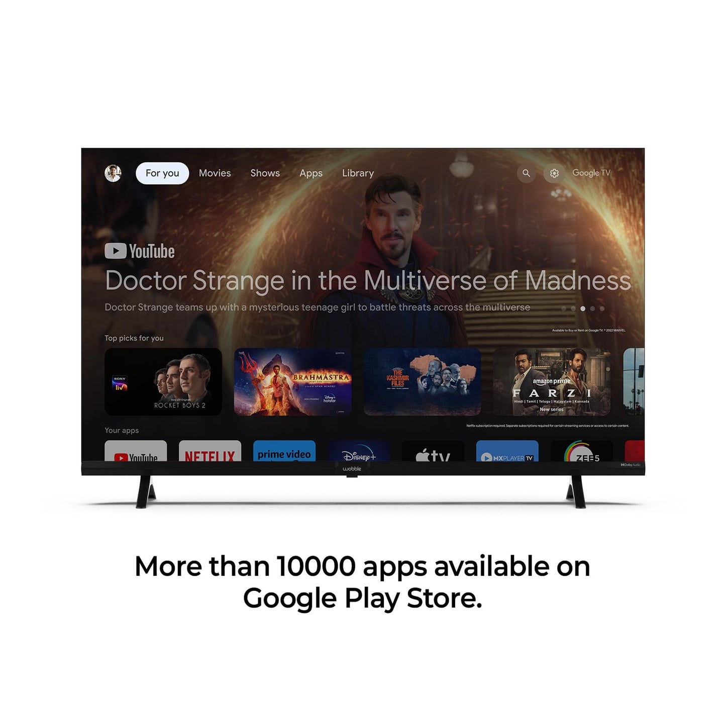 Wobble 109 cm (43 inches) UD Series 4K Ultra HD Smart LED Google TV WB43GTAW9602UDFL (Black)