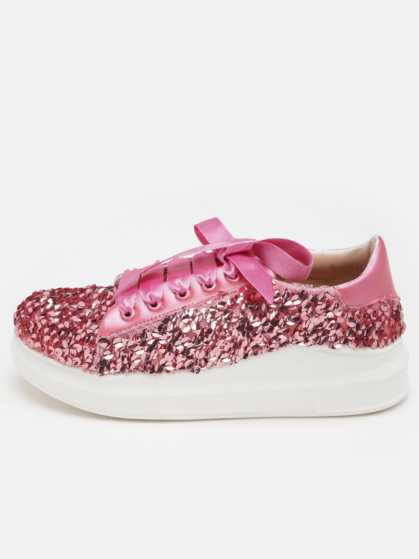 THE QUIRKY NAARI Rosette Crush Sequin Sneakers for Every Occasion | Pink