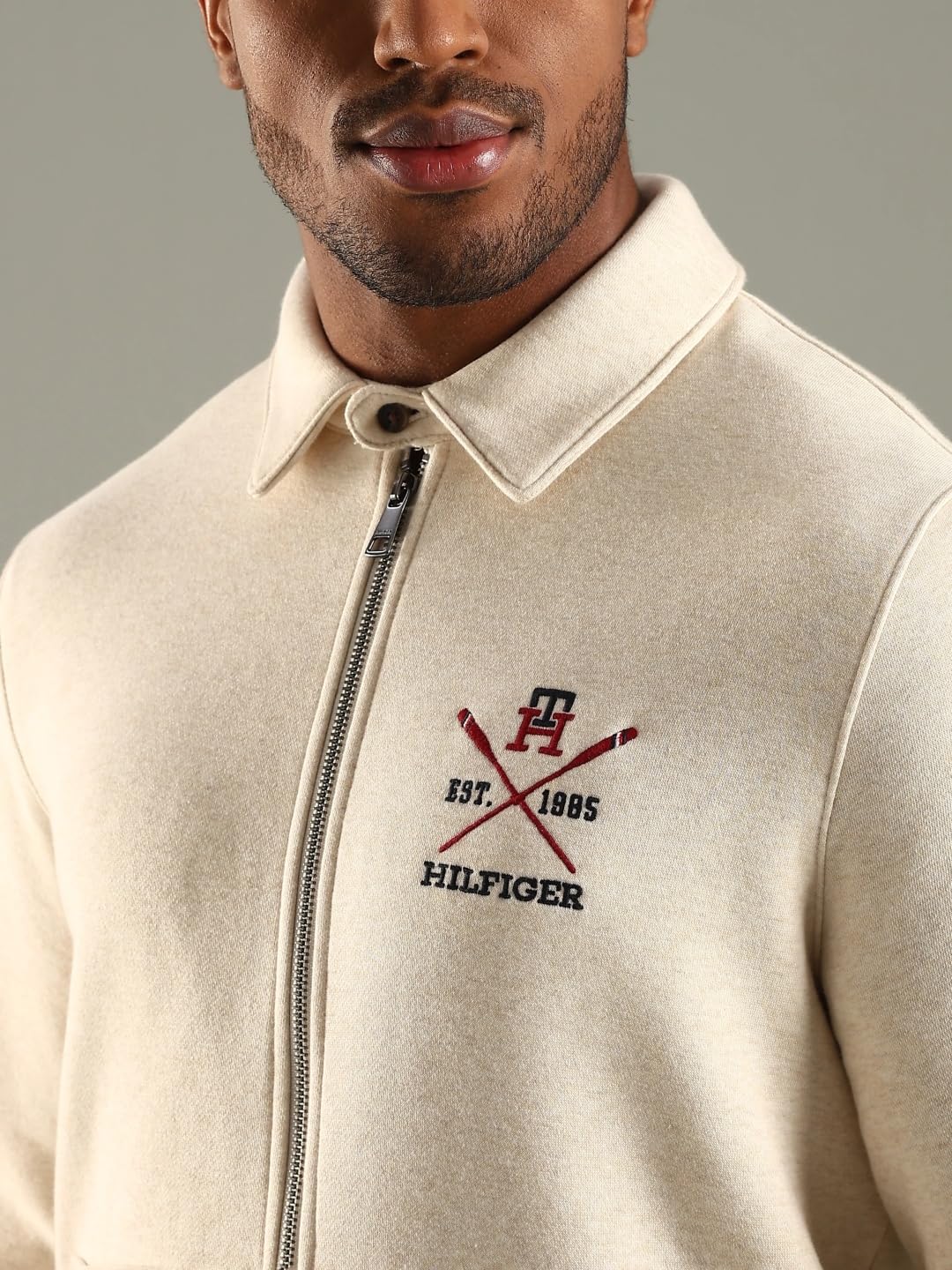 Embroidered Logo Regular Fit Cotton Jacket