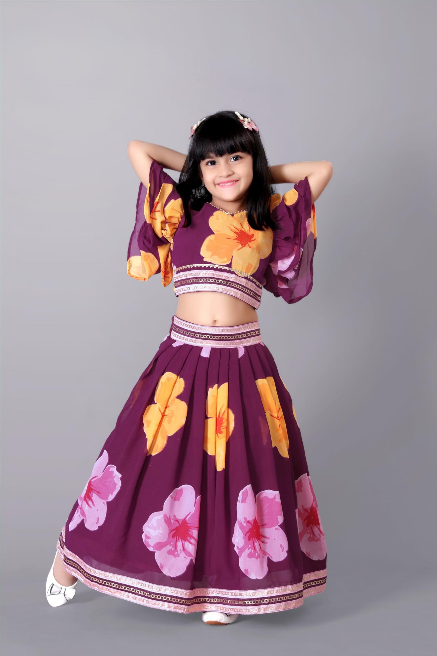 satyamfab Gorgeous Girl's Lehenga Choli - Thick Fox Georgette Print Fabric, Completely Stitched, Suitable for Weddings, Festivals