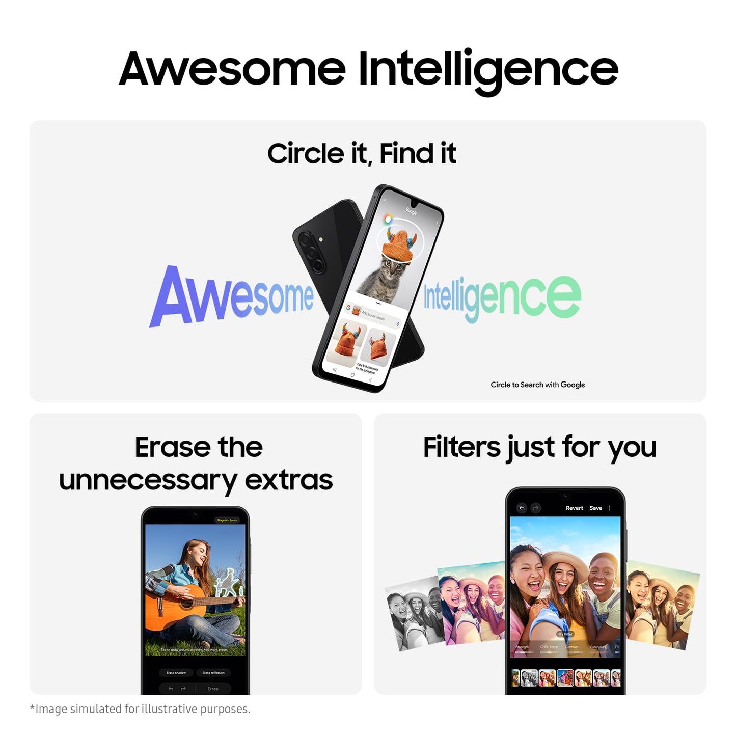 Samsung Galaxy A26 5G (Awesome Black, 8GB, 256GB) | Awesome Intelligence: Circle to Search, Intelligent Editing | Awesome 50MP Triple Camera | IP67