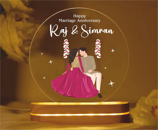 PRINTHUA Plastic Personalized LED Night Table Lamp with Custom Name,Unique Gift for Women,Men,Kids,Girlfriend,Boyfriend,Husband,Wife|Perfect for Birthdays,& Special Occasions (Cute Couple),Multi Color