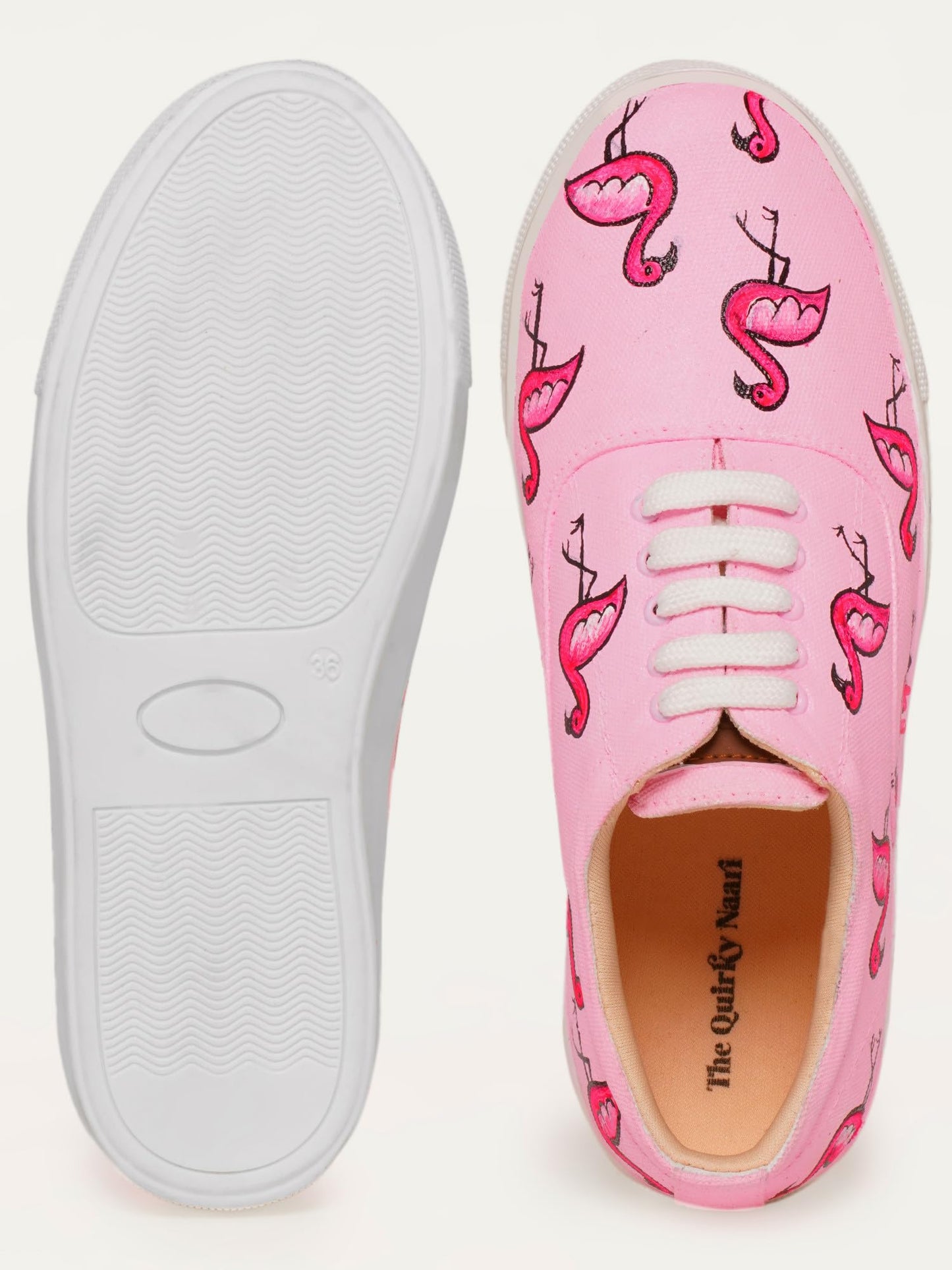 THE QUIRKY NAARI Flamingo in Pink Sneakers with A Dainty Pink Hue | Pink