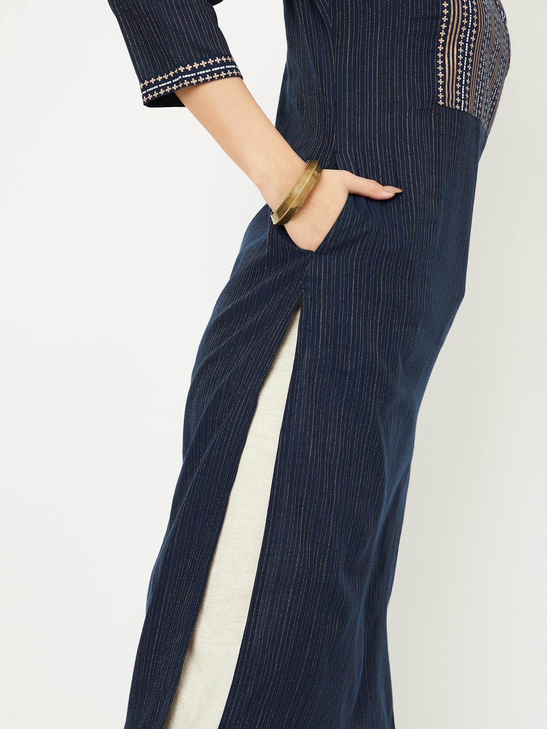 Max Women's Cotton Regular Kurta (PAPKFE24LE_Indigo