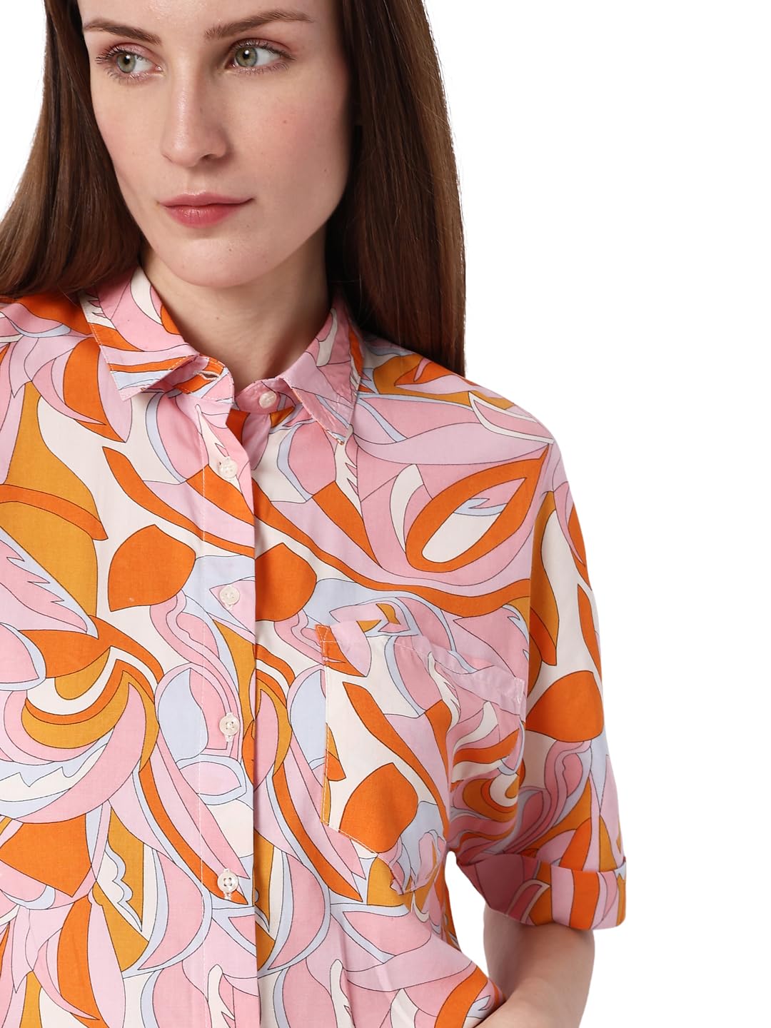 VERO MODA Women Floral Print Viscose Regular Fit Multicolor Shirt