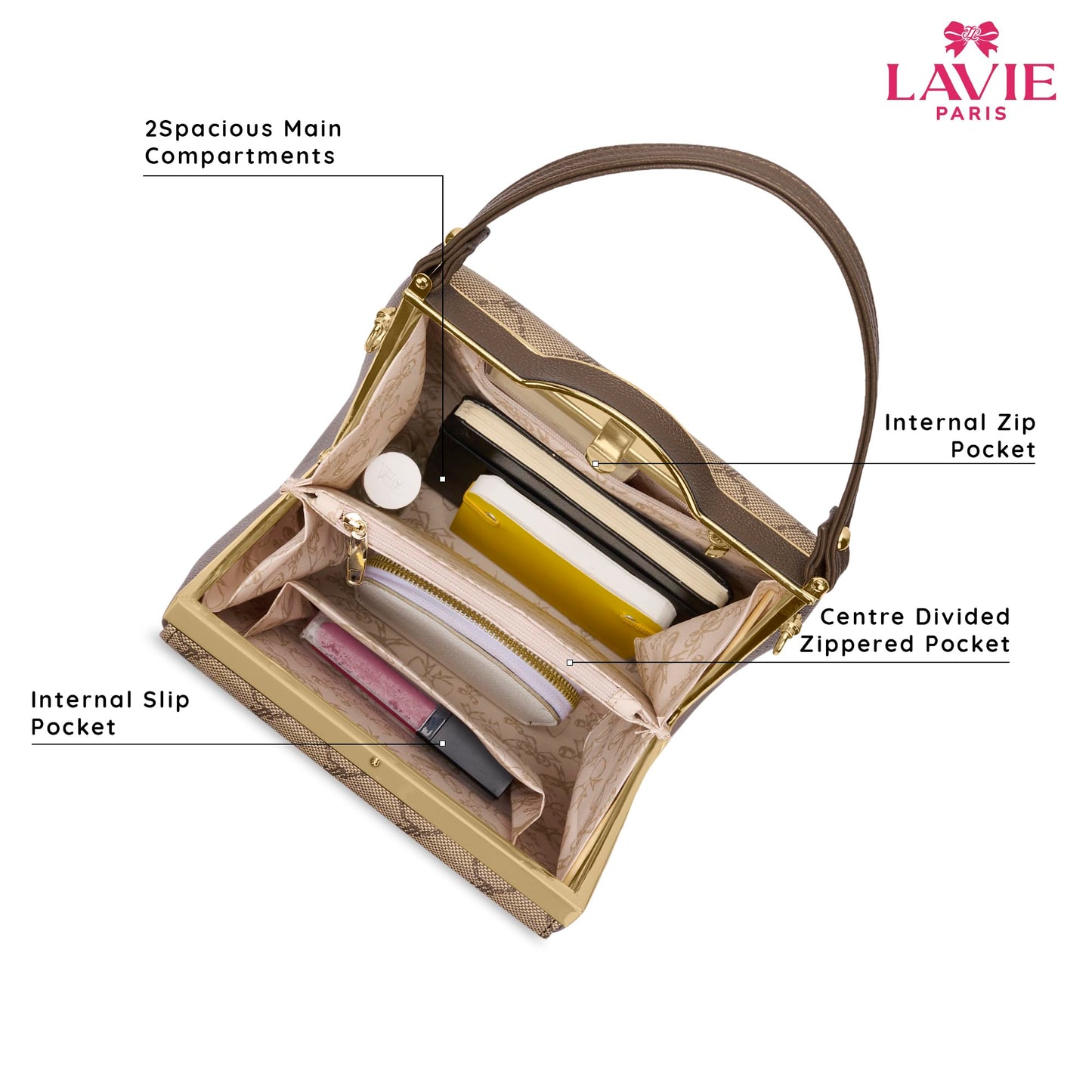 LAVIE PARIS Women's Joff Frame Satchel Bag | Satchel Handbag for Work | Ladies Purse | Stylish Shoulder Bag | Gift for Women