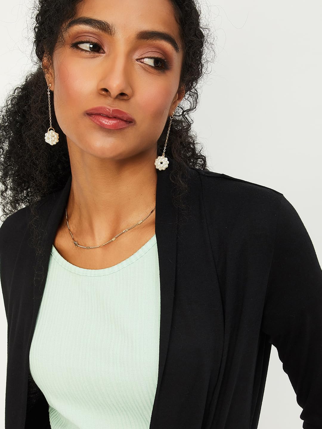 Max Women's Polyester Blend Casual Shrug (SHRUG3202_Black_XL