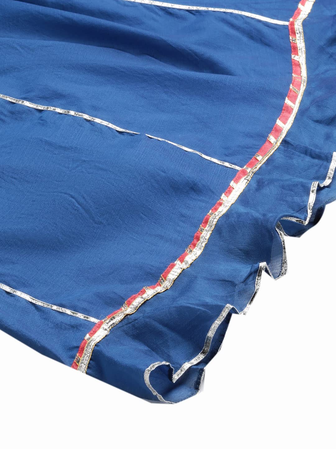 Divena Blue Solid Chenderi Kurta Skirt Set with Dupatta-DK0739-5XL