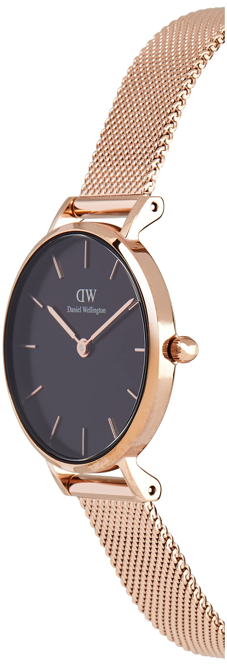 Daniel Wellington Stainless Steel Classic Petite Analog Black Dial Women Watch-Dw00100161, Rose Gold Band