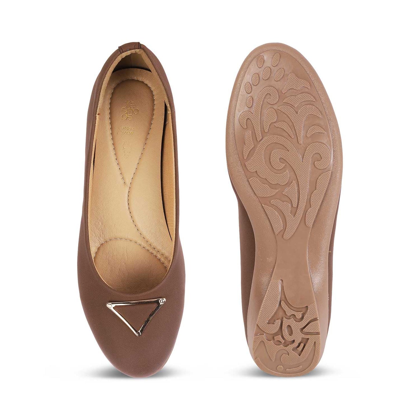 tresmode CHEVIZ Women's Ballerina Shoes Footwear Brown, 3 UK / 36 EU - Almond Toe Ladies Ballet Flats Formal Casual Comfortable Wear