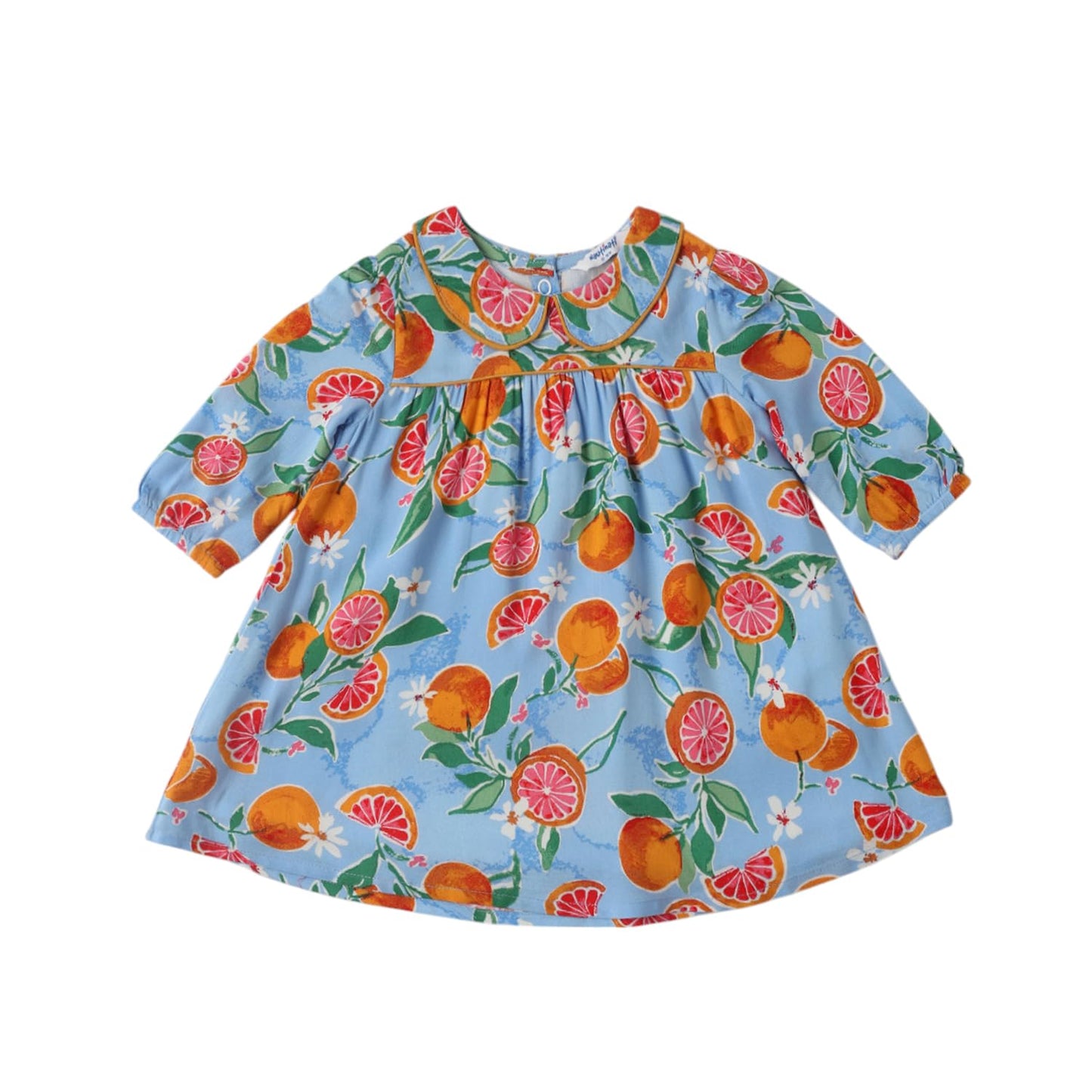 nauti nati Girl's Cotton A-Line Knee-Length Special Occasion Dress (NNNGTW100091CW2_Blue