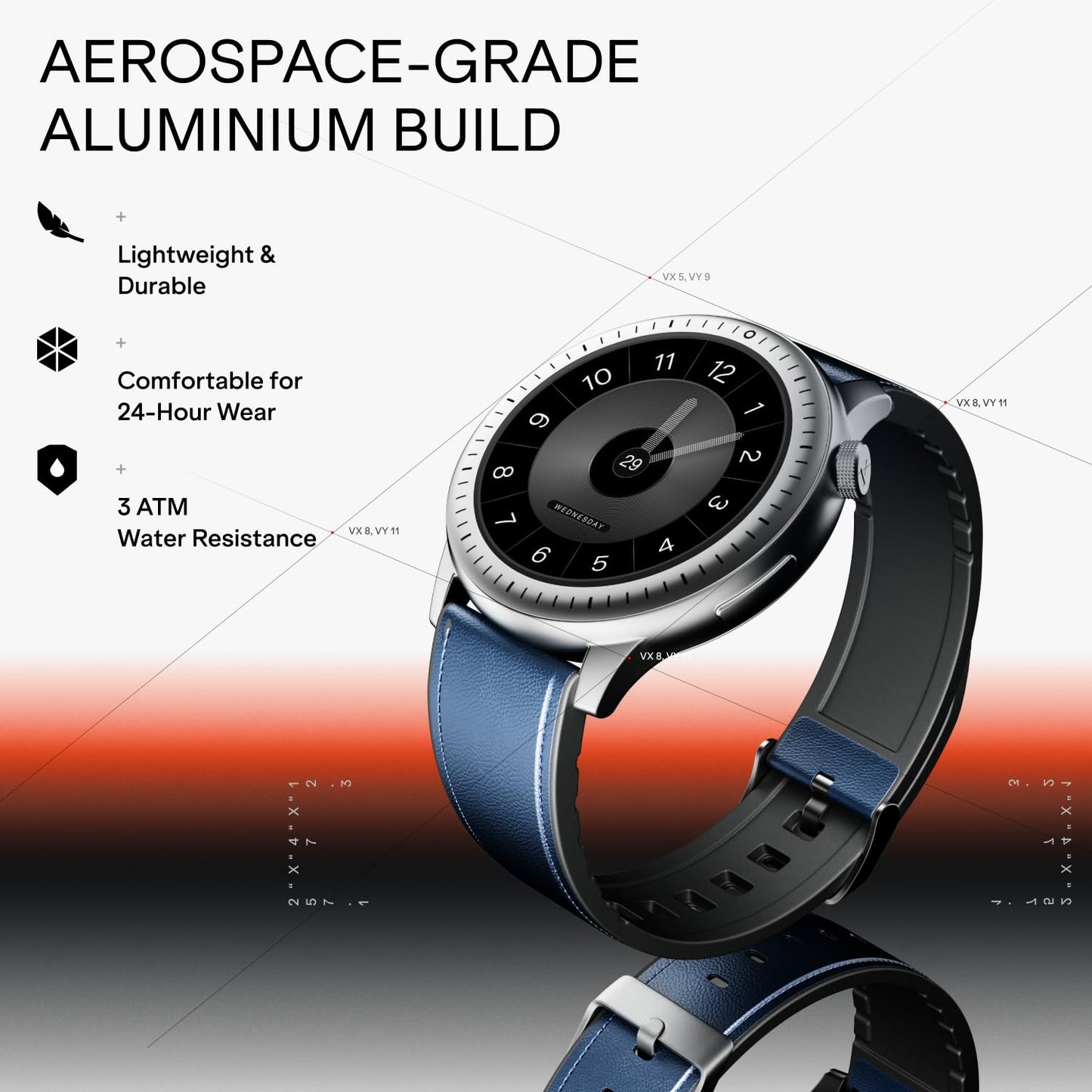 Boat Valour Watch 1 R, AI Smart Habit Builder, 1.43" 3D Immersive AMOLED Display, 1000 nits, Light-Weight Aluminium Build 3 ATM, 10 Days Battery Life, Smart Watches for Man (Imperial Leather)