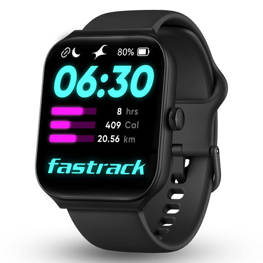 Fastrack Limitless FS1 Smartwatch|1.95" Horizon Curve Display|SingleSync BT Calling v5.3|Built-in Alexa|Upto 5 Day Battery|ATS Chipset|100+ Sports Modes|150+ Watchfaces - Black