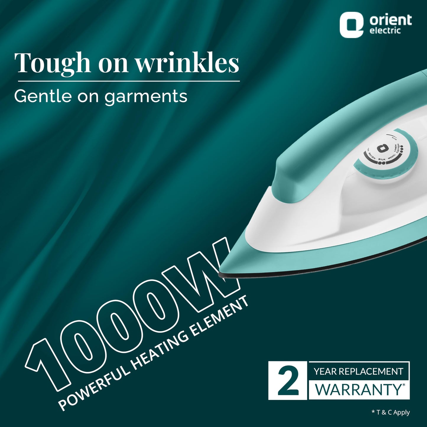 Orient Electric Fabrijoy 1000 Watt Dry Iron for clothes with Weilburger Non Stick Soleplate coating | 5 level safety| 2 Years Replacement Warranty by Orient