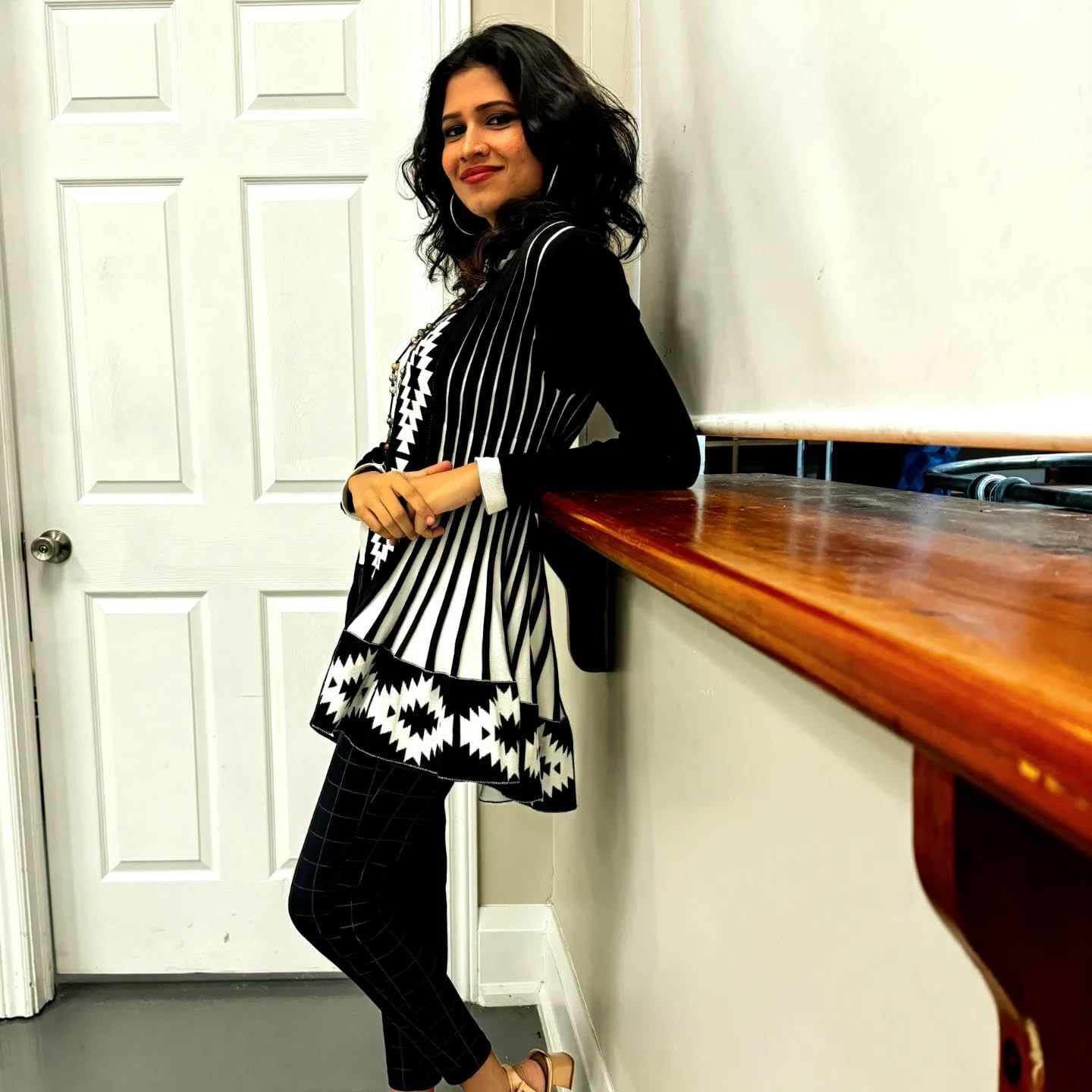 ICW Women's Knitted Stretchable Cardigan Front-Open Full Sleeve Winter Long Shrug Jacket (ONE Size FIT to 32-38 INCH Bust) (Blue 5)