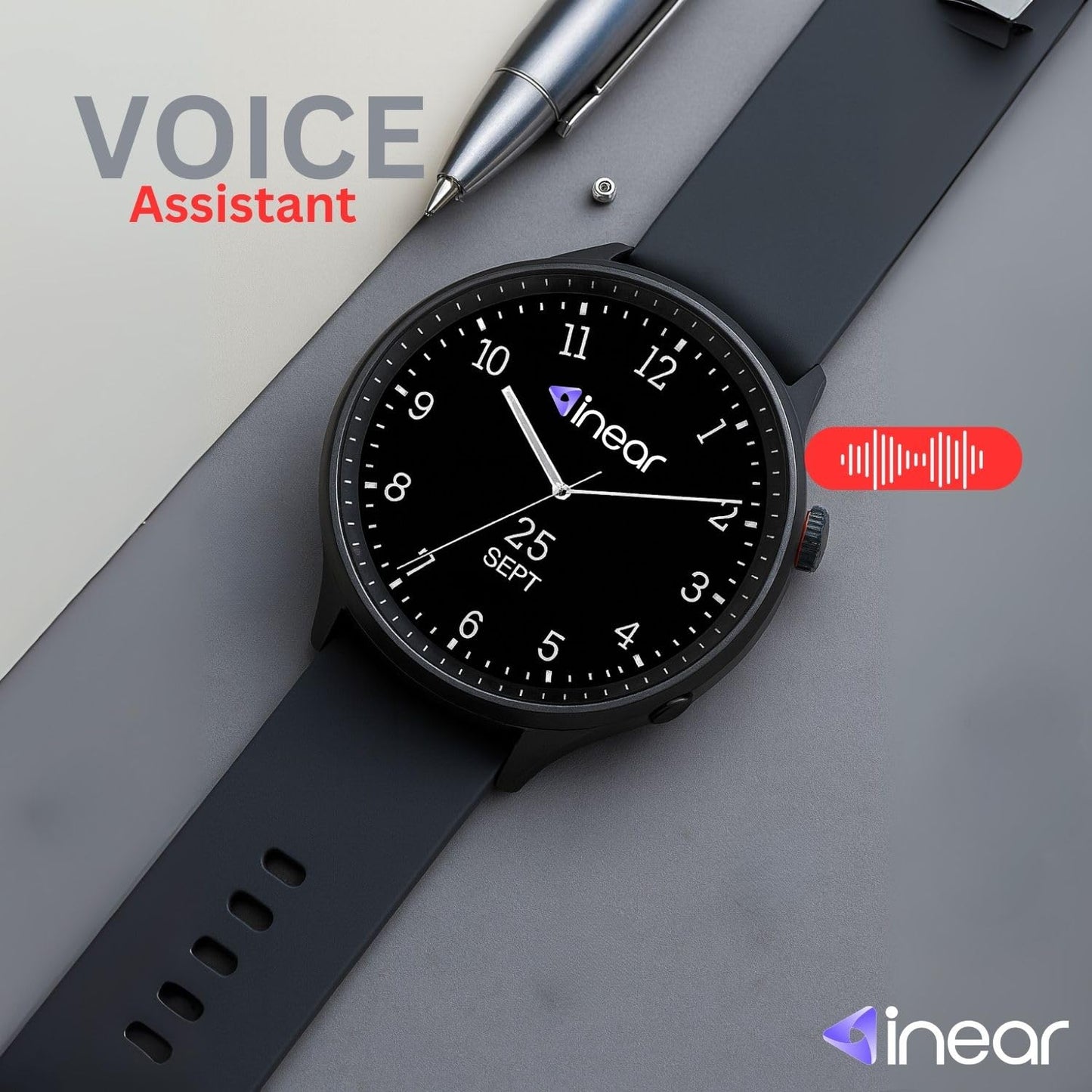 InEar INWATCH Ultra Smartwatch 2.1" HD Display, Bluetooth Calling, Fitness Watch with Heart Rate Monitor, Sleep Tracker, IPX4 Waterproof, Black Strap, Smartwatch for Android iOS Men Women