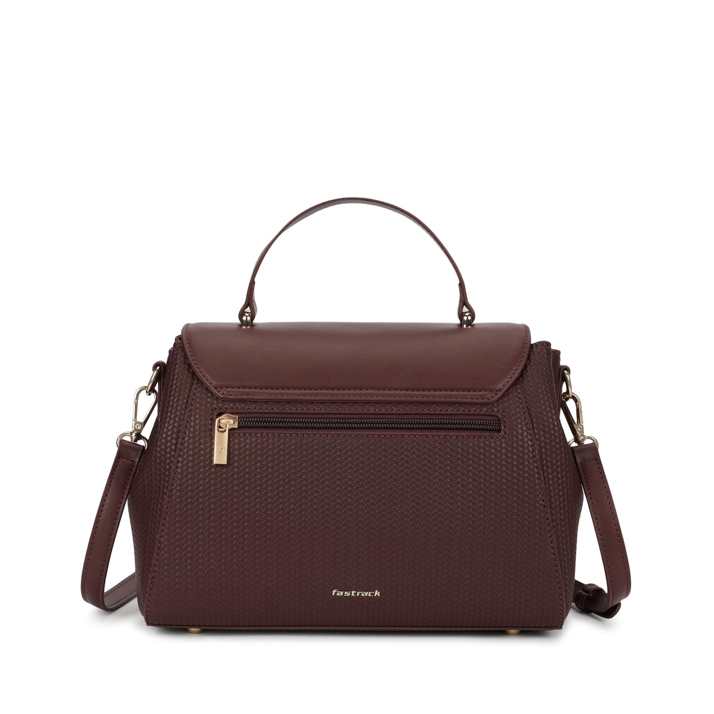 Fastrack Twine Charm Satchel | Faux-Leather Women’s Satchel | Dual Compartments with Centre Zip Pocket, External Quick-Access Zipper, Gold-Accent Flap & Adjustable Strap