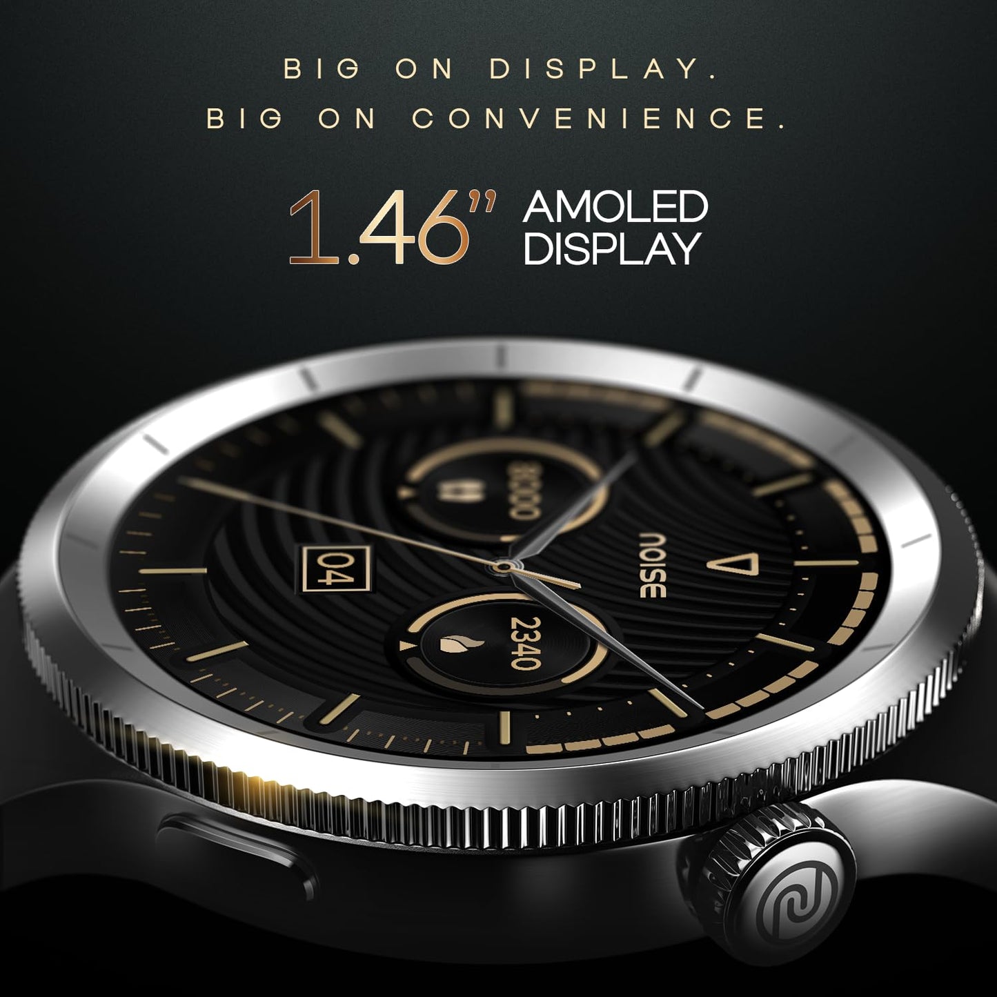 Noise Halo 2 MOD Smart Watch with Swappable Bezel Editions (Classic, Statement), 1.46" AMOLED, Smart Island, BT Calling, Metallic Build, Health Suite, Upto 7 Days Battery (Silver Green)