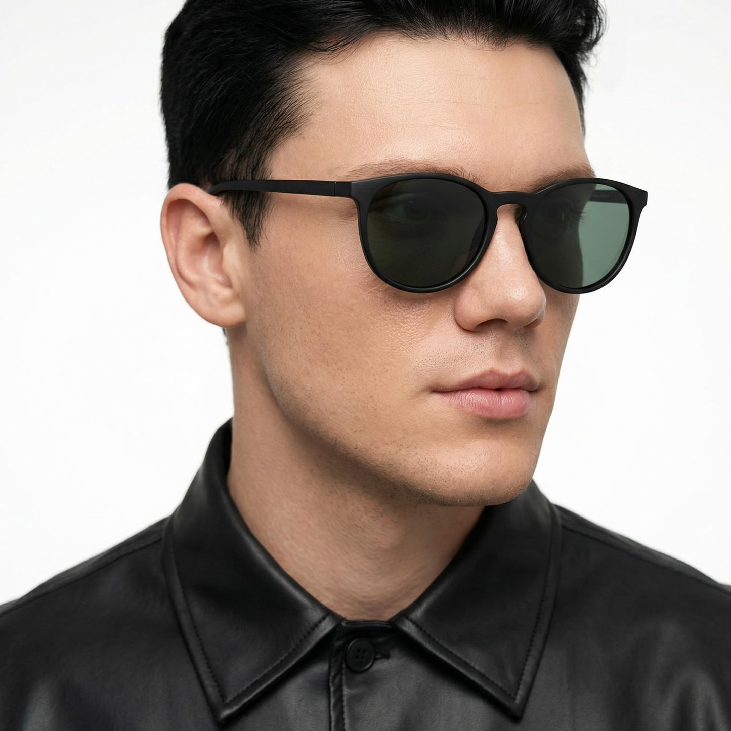 Vincent Chase By Lenskart | Black Full Rim Round | Polarized Stylish Sunglasses | 100% UV Protected | For Men & Women (Wide, VC S14460)
