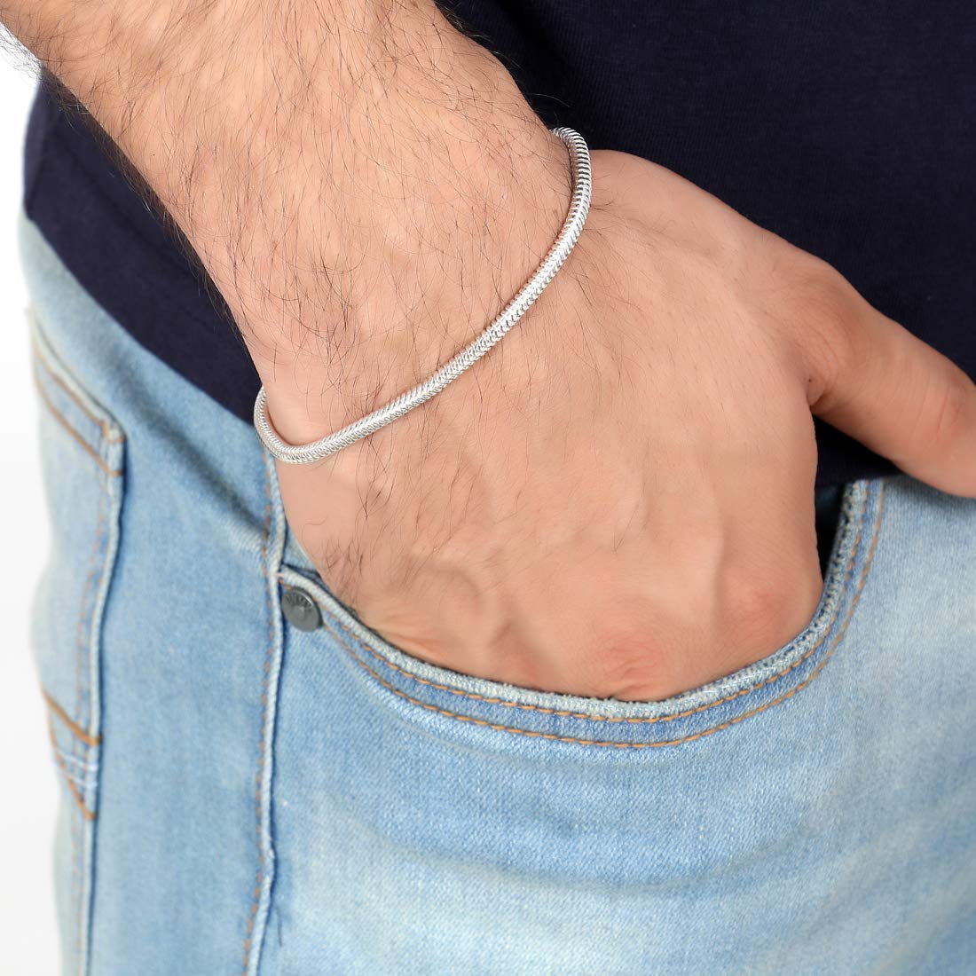 Clara Anti-Tarnish 92.5 Sterling Silver Snake Bracelet 8 inch | Gift for Men & Boys