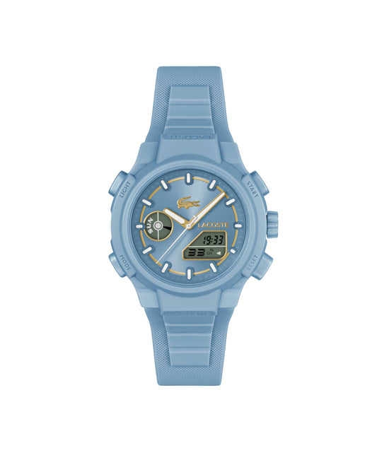 Lacoste Lc33 Qtz Basic Blue Sunray Round Dial Women's Watch|Light Blue Silicone Material|Blue Color Band - 2001431