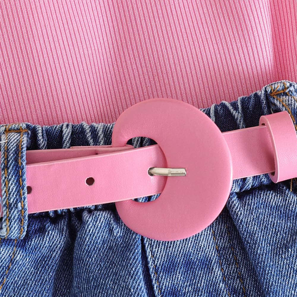 Hoscotch Girls Textured Pink Sleeveless Short Set