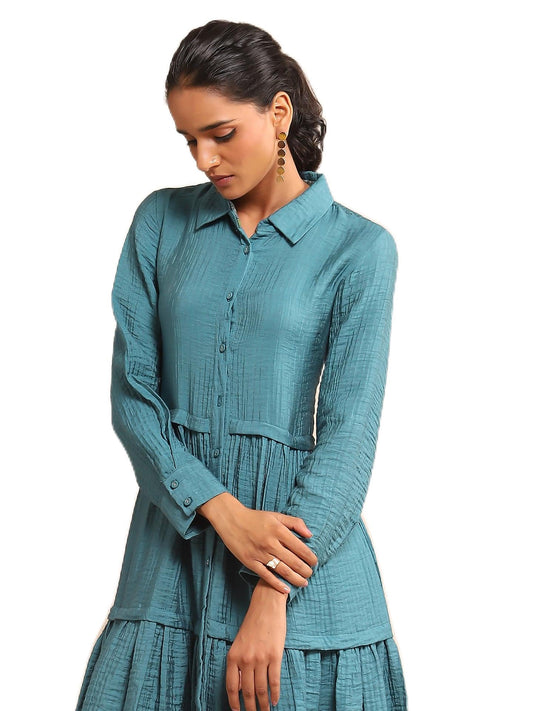Ritu Kumar Teal Solid Dress