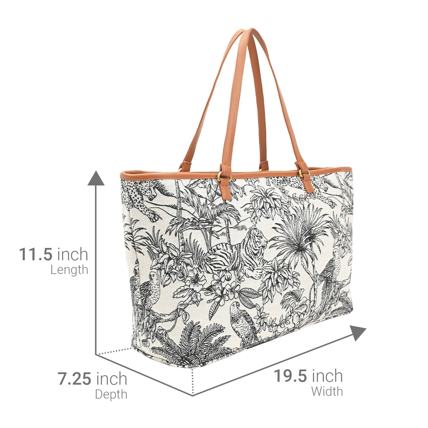 Boho Girl Toile Floral Tote for Women/Girl | Handbags with Double Handle | Printed Totes for Women | Ladies Purse | College Bag for Girls (Black)